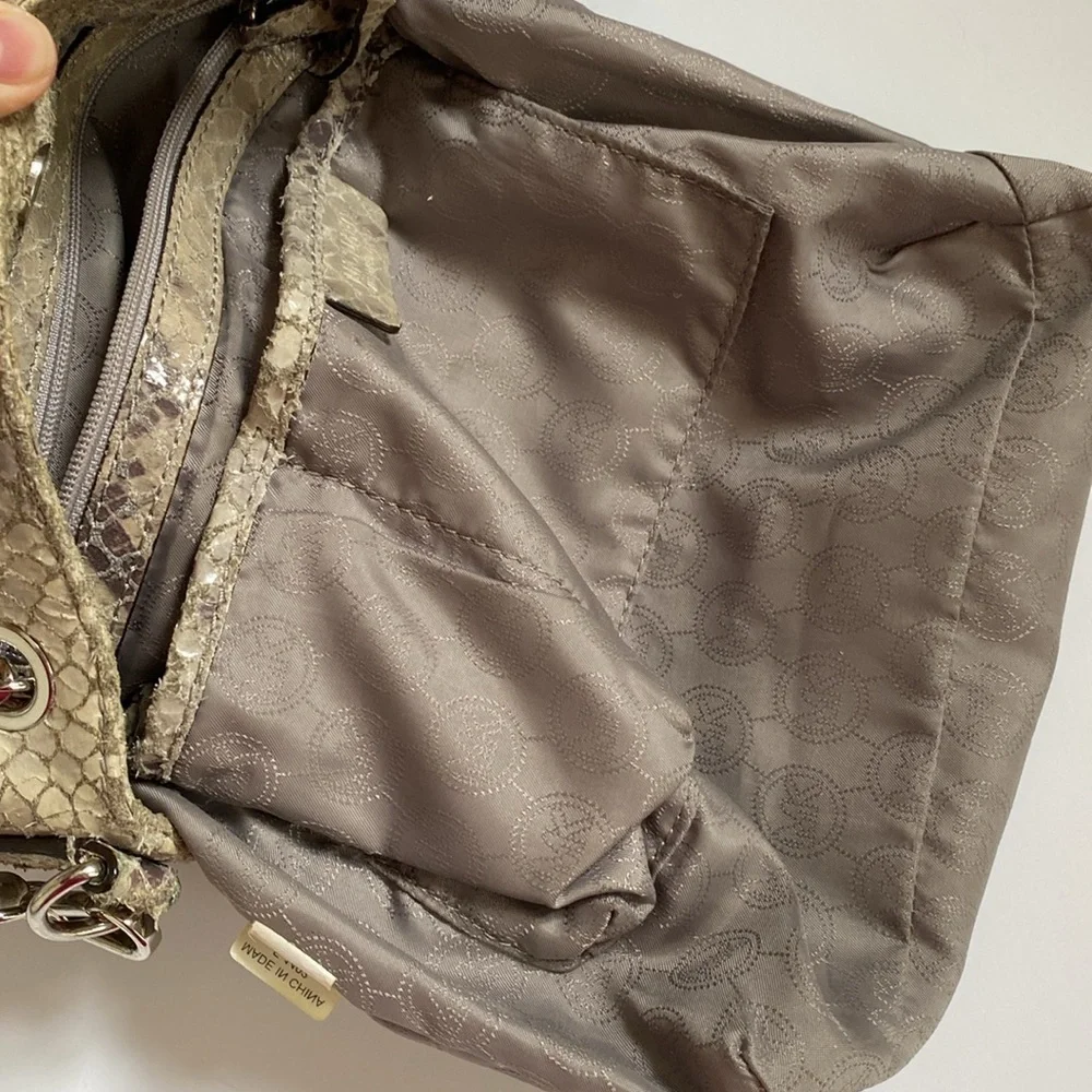 Michael Kors Bag Jet Set Chain Snakeskin Gather Shoulder Tote Crossbody Bag - Picture 11 of 14